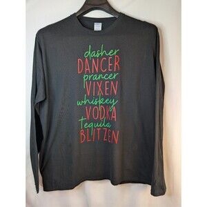Christmas Long sleeve 2XL Reindeer Names Dasher Dancer Vodka Funny